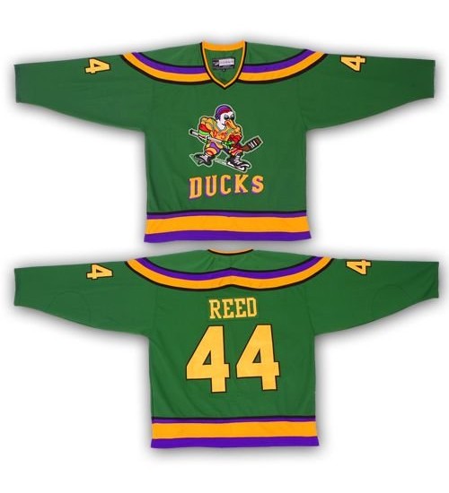 Custom Anaheim Mighty Ducks 44 Fulton Reed Movie Hockey Jersey Green